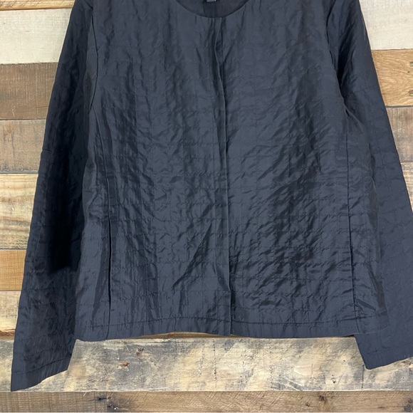Eileen Fisher Smooth Silk Quilted Jacket Size Small Black - Picture 4 of 9